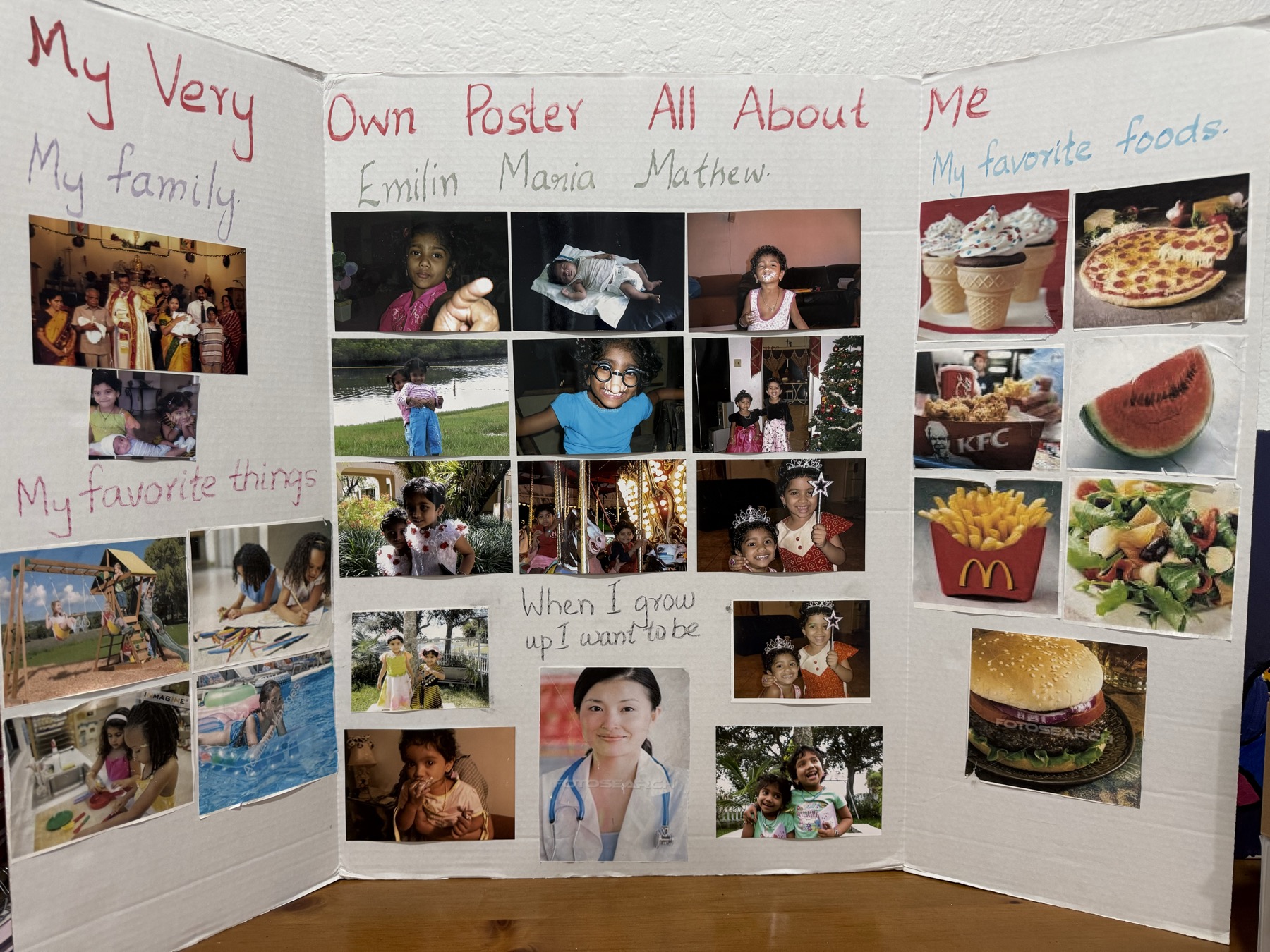 A childhood trifold poster titled My Very Own Poster All About Me